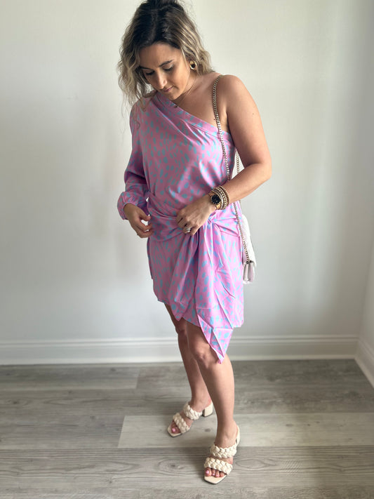 One Sleeve Lilac Dress